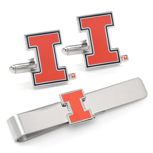 NCAA University of Illinois Cufflinks and Tie Bar Gift Set - Cufflinks.com - Flyclothing LLC