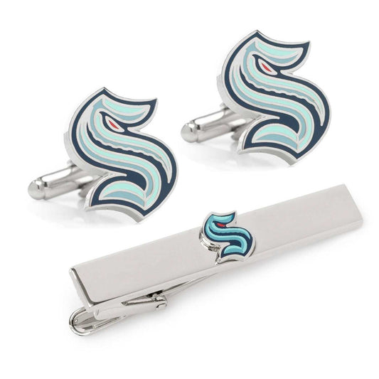 NHL Seattle Kraken Cufflinks & Tie Clip Gift Set - Cufflinks.com - Flyclothing LLC