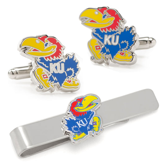 NCAA University of Kansas Jayhawks Cufflinks and Tie Bar Gift Set