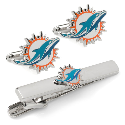 NFL Miami Dolphins Cufflinks and Tie Clip Gift Set