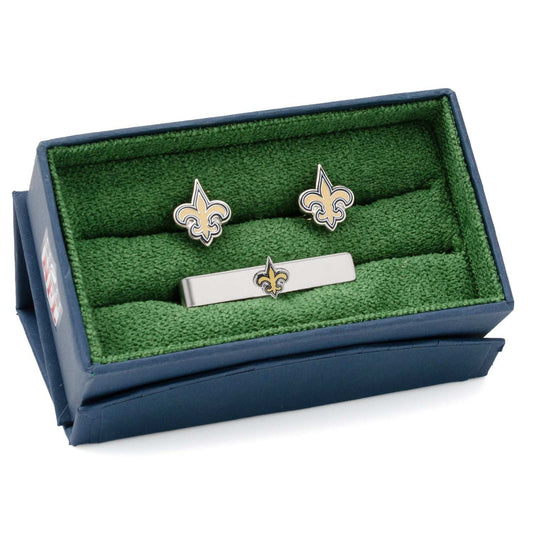 NFL New Orleans Saints Cufflinks and Tie Bar Gift Set - Cufflinks.com - Flyclothing LLC