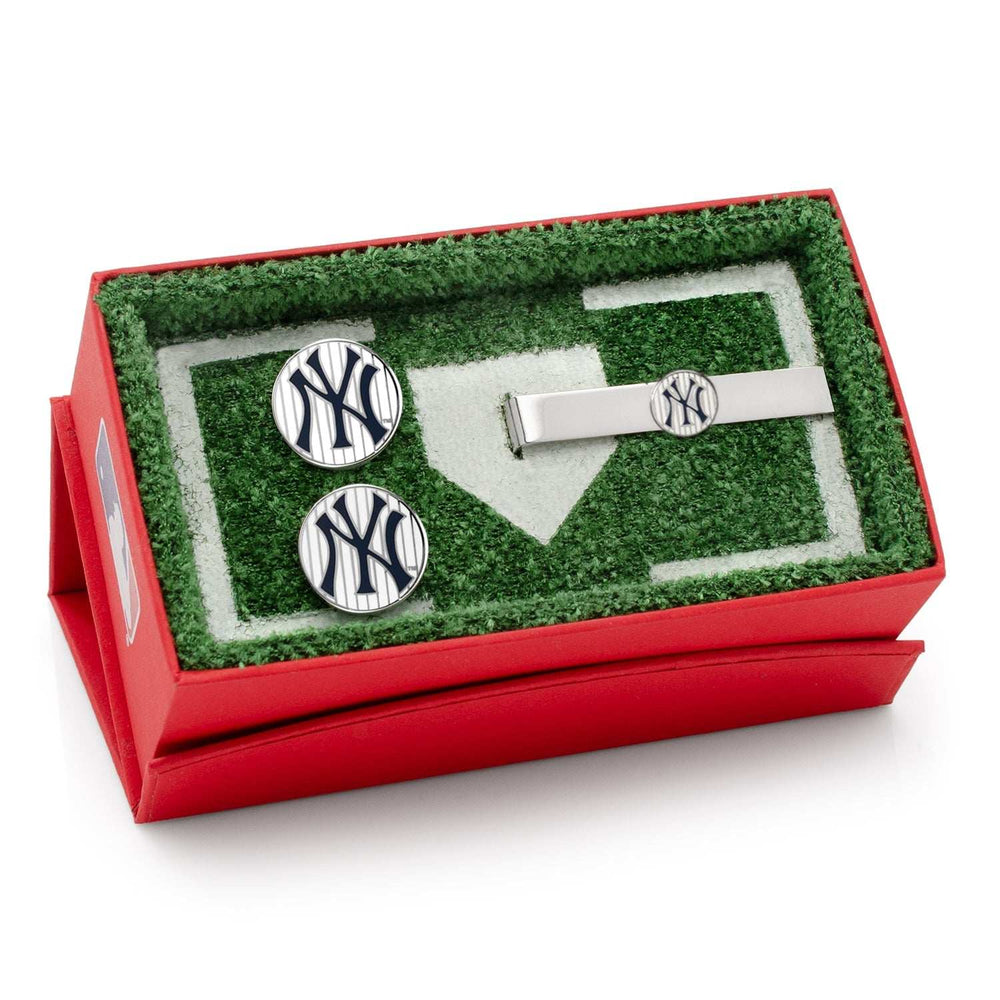 MLB New York Yankees Pinstripe Cufflink and Tie Bar Gift Set - Cufflinks.com - Flyclothing LLC
