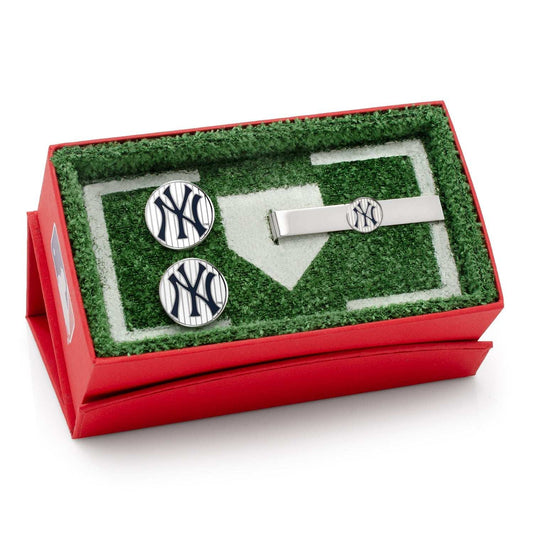 MLB New York Yankees Pinstripe Cufflink and Tie Bar Gift Set - Cufflinks.com - Flyclothing LLC