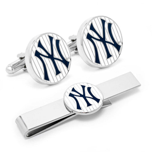 MLB New York Yankees Pinstripe Cufflink and Tie Bar Gift Set - Cufflinks.com - Flyclothing LLC