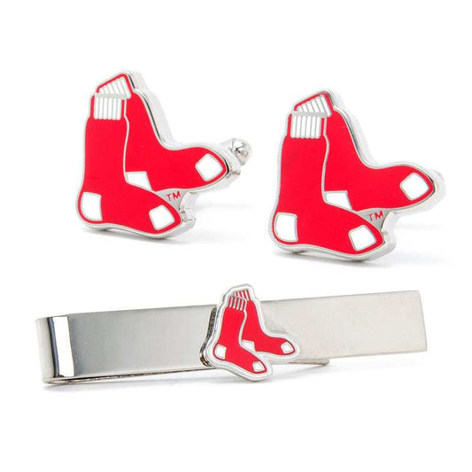 MLB Boston Red Sox Cufflinks and Tie Bar Gift Set - Cufflinks.com - Flyclothing LLC