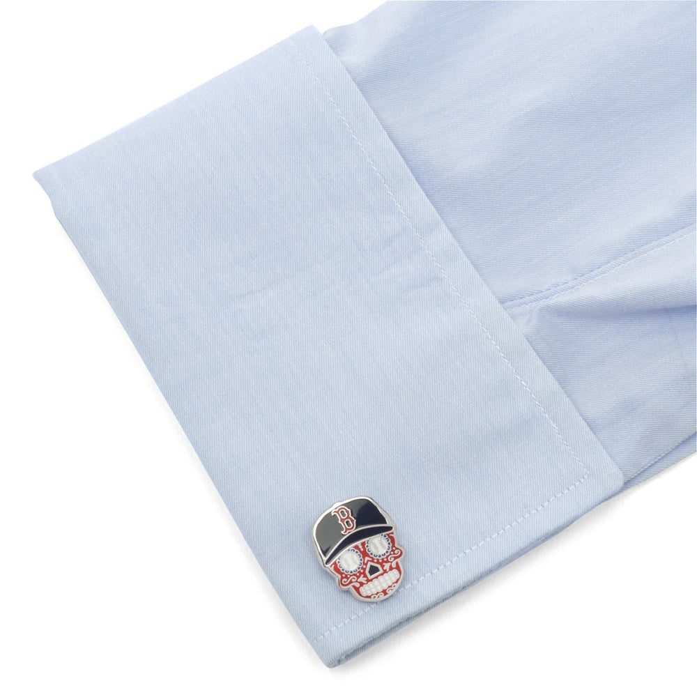MLB Boston Red Sox Sugar Skull Cufflinks & Lapel Pin Gift Set - Cufflinks.com - Flyclothing LLC