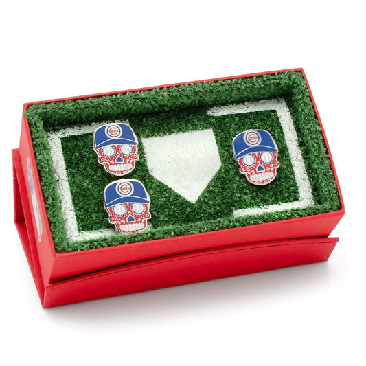 MLB Chicago Cubs Sugar Skull Cufflinks & Lapel Pin Gift Set - Cufflinks.com - Flyclothing LLC