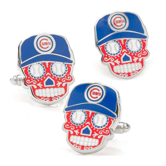 MLB Chicago Cubs Sugar Skull Cufflinks & Lapel Pin Gift Set - Cufflinks.com - Flyclothing LLC