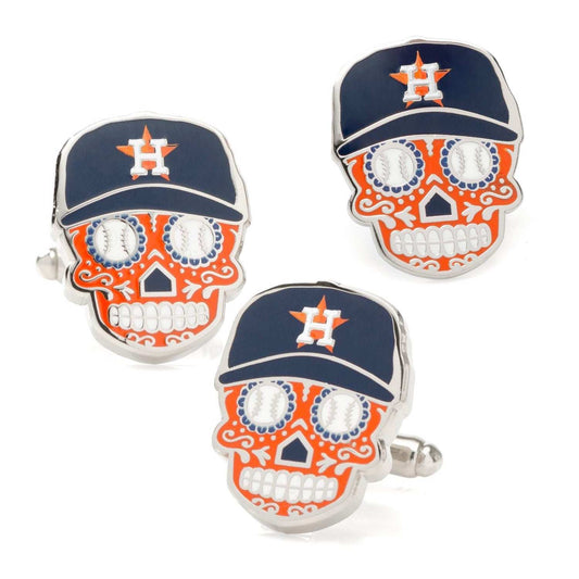 Houston Astros Sugar Skull Cufflinks & Lapel Pin Gift Set - Cufflinks.com - Flyclothing LLC