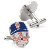 MLB New York Mets Sugar Skull Cufflinks & Lapel Pin Gift Set - Cufflinks.com - Flyclothing LLC