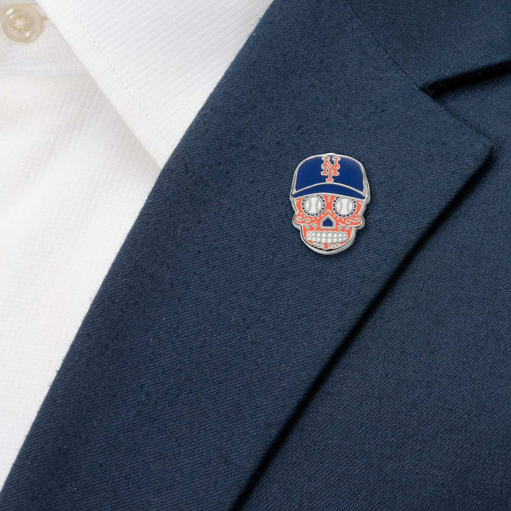 MLB New York Mets Sugar Skull Cufflinks & Lapel Pin Gift Set - Cufflinks.com - Flyclothing LLC