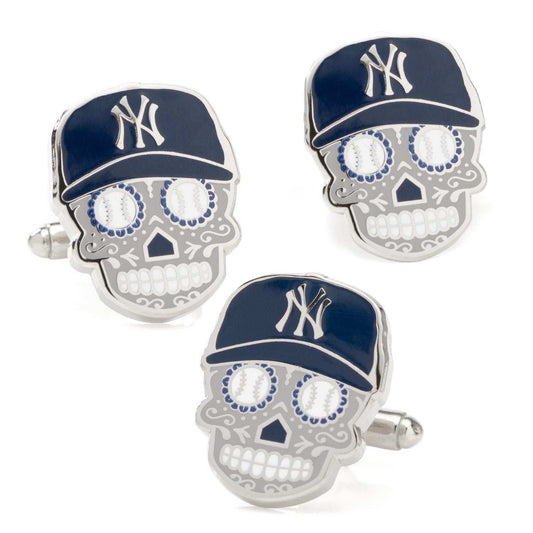 MLB New York Yankees Sugar Skull Cufflinks & Lapel Pin Gift Set - Cufflinks.com - Flyclothing LLC