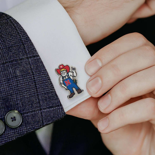 NCAA Nebraska Herbie Husker Mascot Cufflinks - Cufflinks.com - Flyclothing LLC