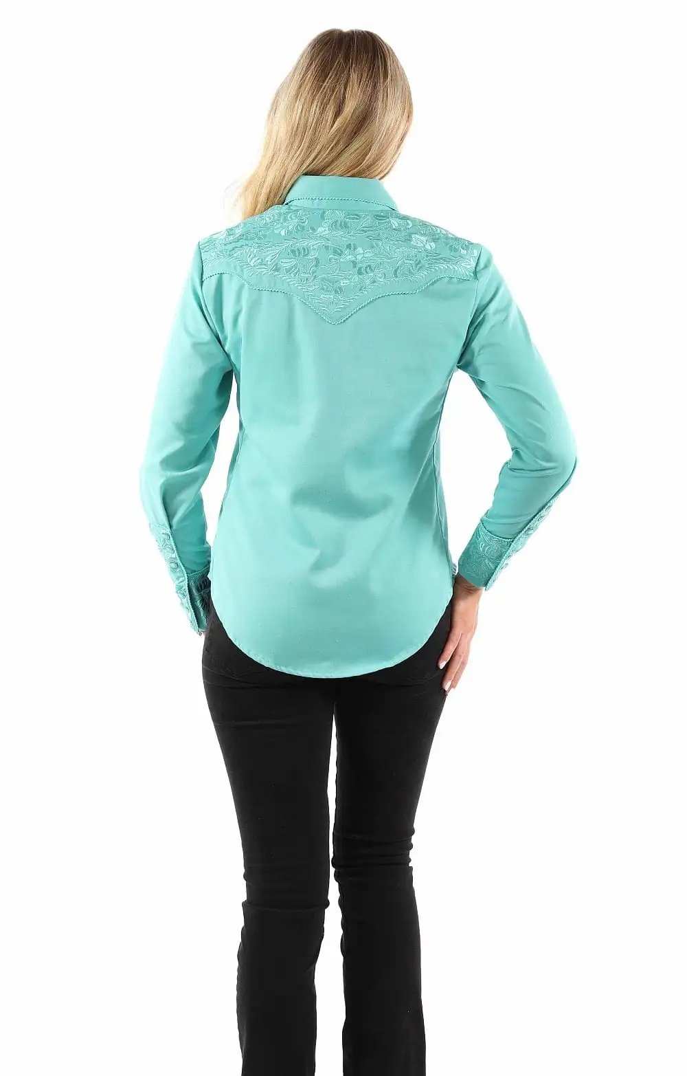 Scully Leather Caribbean Floral Tooled Embroidered Blouse - Scully Leather - Flyclothing LLC