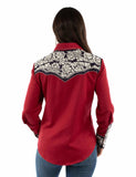 Western Scully Red White & Blue Floral Tooled Embroidered Blouse - Scully Leather - Flyclothing LLC