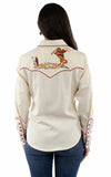 Western Scully 65% polyester 35% rayon Cream Cattle roper emb top - Scully Leather - Flyclothing LLC