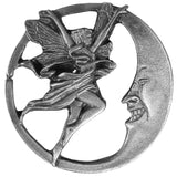 Fairy on Crescent Moon Antiqued Lapel Pin - Siskiyou Originals - Flyclothing LLC