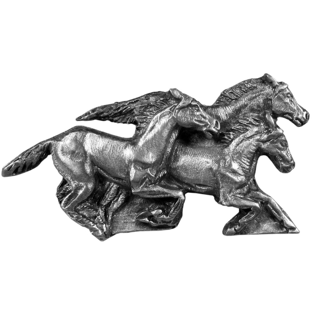 Running Horses Antiqued Lapel Pin - Siskiyou Originals - Flyclothing LLC