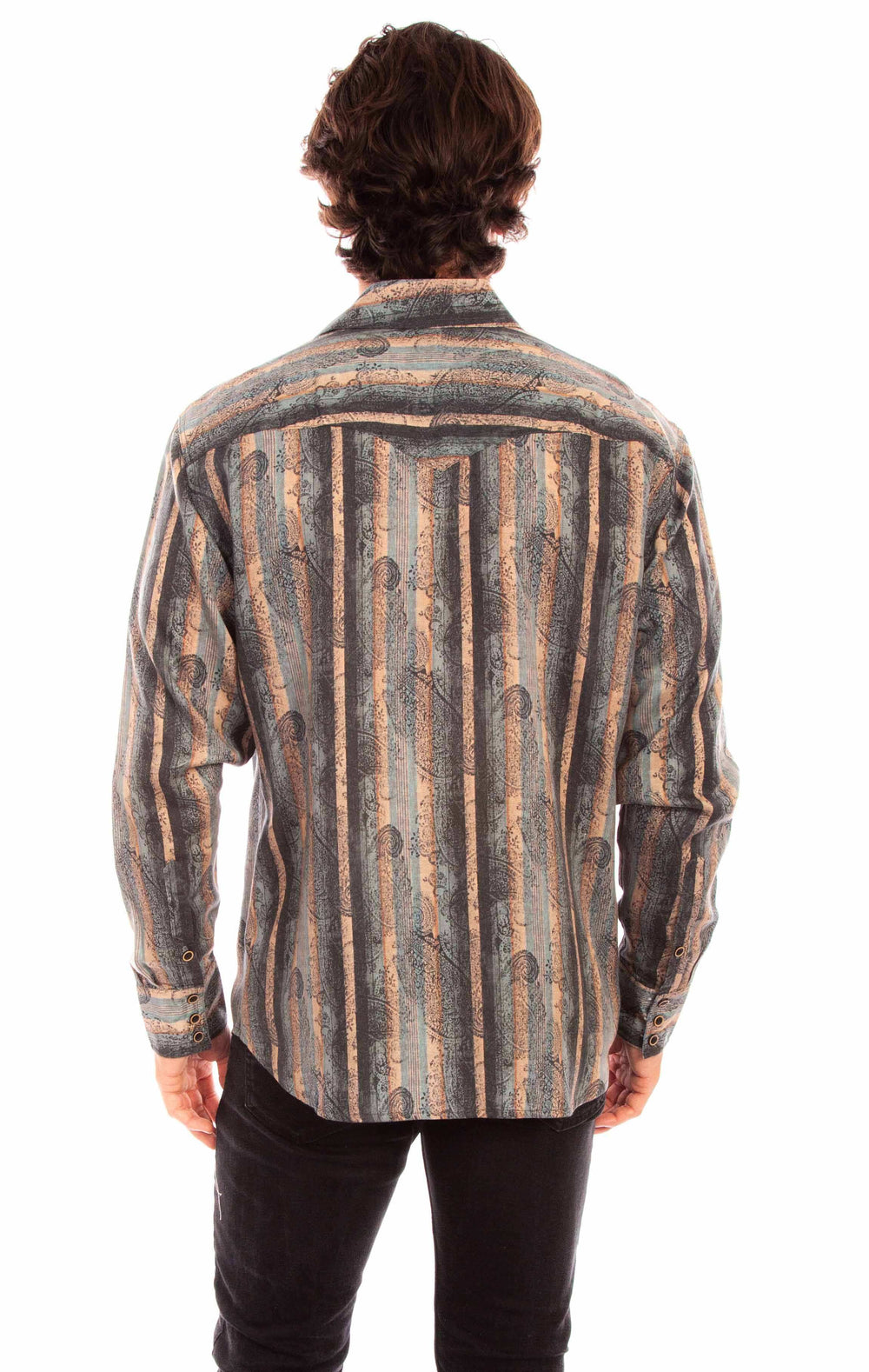 Scully Leather taupe paisley stripe tencel shirt - Scully Leather - Flyclothing LLC