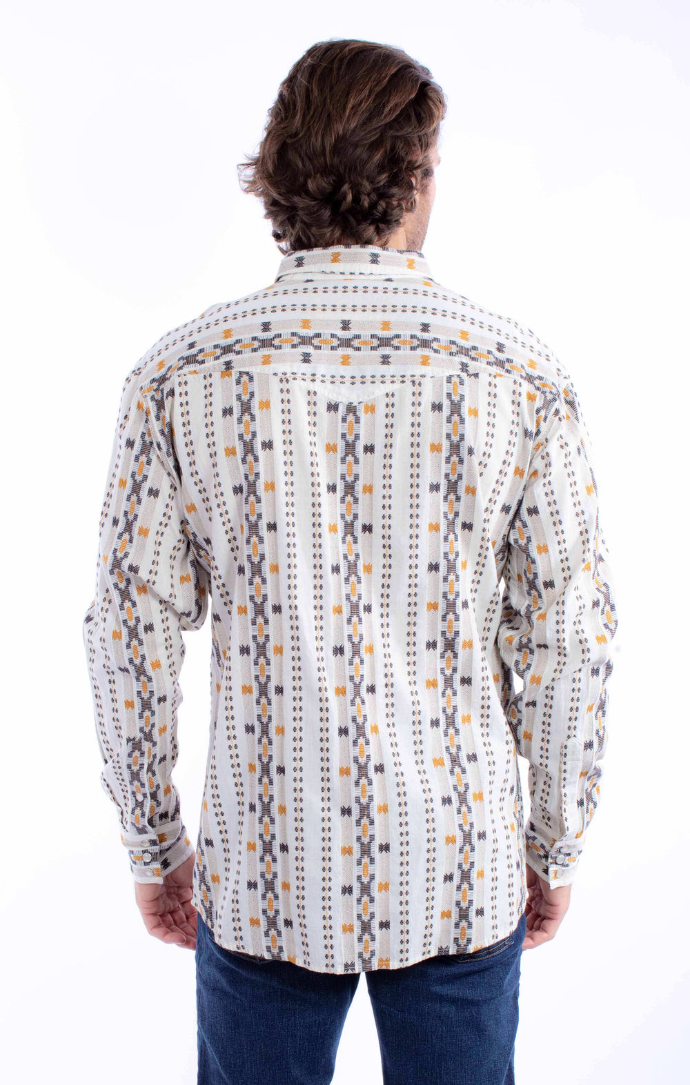 western scully natural 100% cotton dobby stripe signature shirt - Scully Leather - Flyclothing LLC