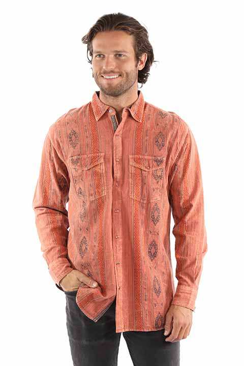 Scully Leather Rust Overdyed jacquard signature shirt - Scully Leather - Flyclothing LLC