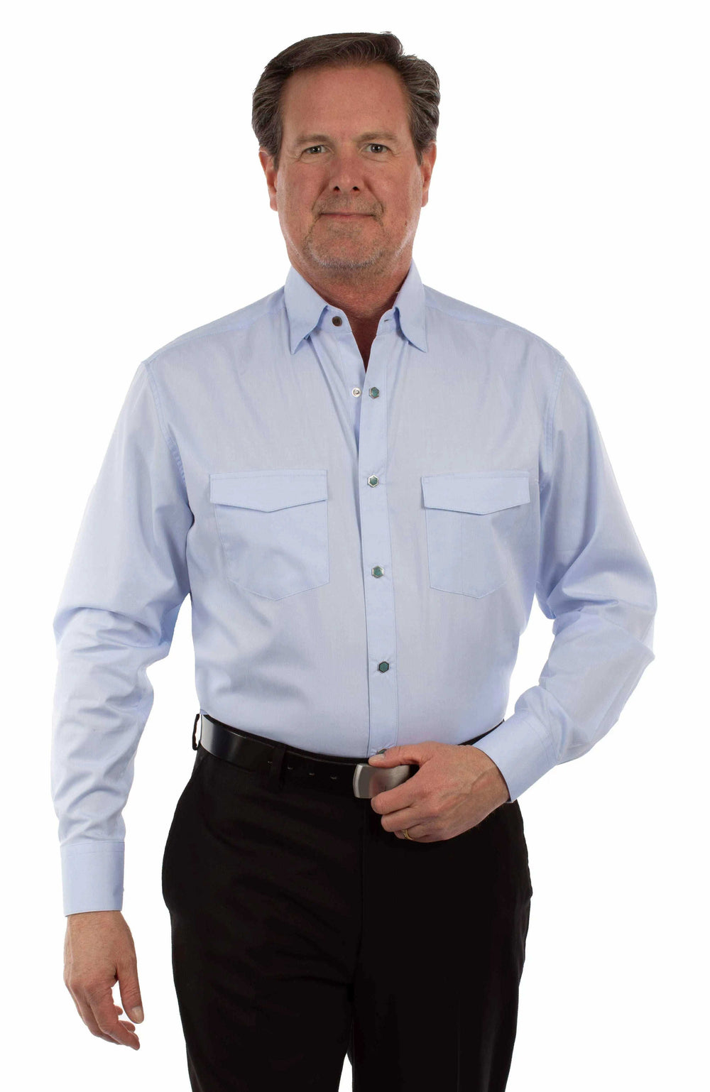 Scully Leather Light Blue Chambray Dress Shirt - Scully Leather - Flyclothing LLC