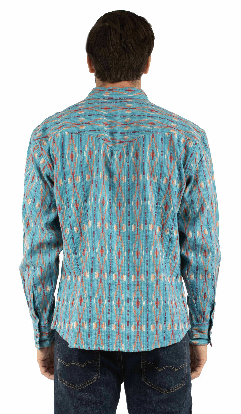 Western Scully 100% cotton Turquoise Diamond dobby stripe - Scully Leather - Flyclothing LLC
