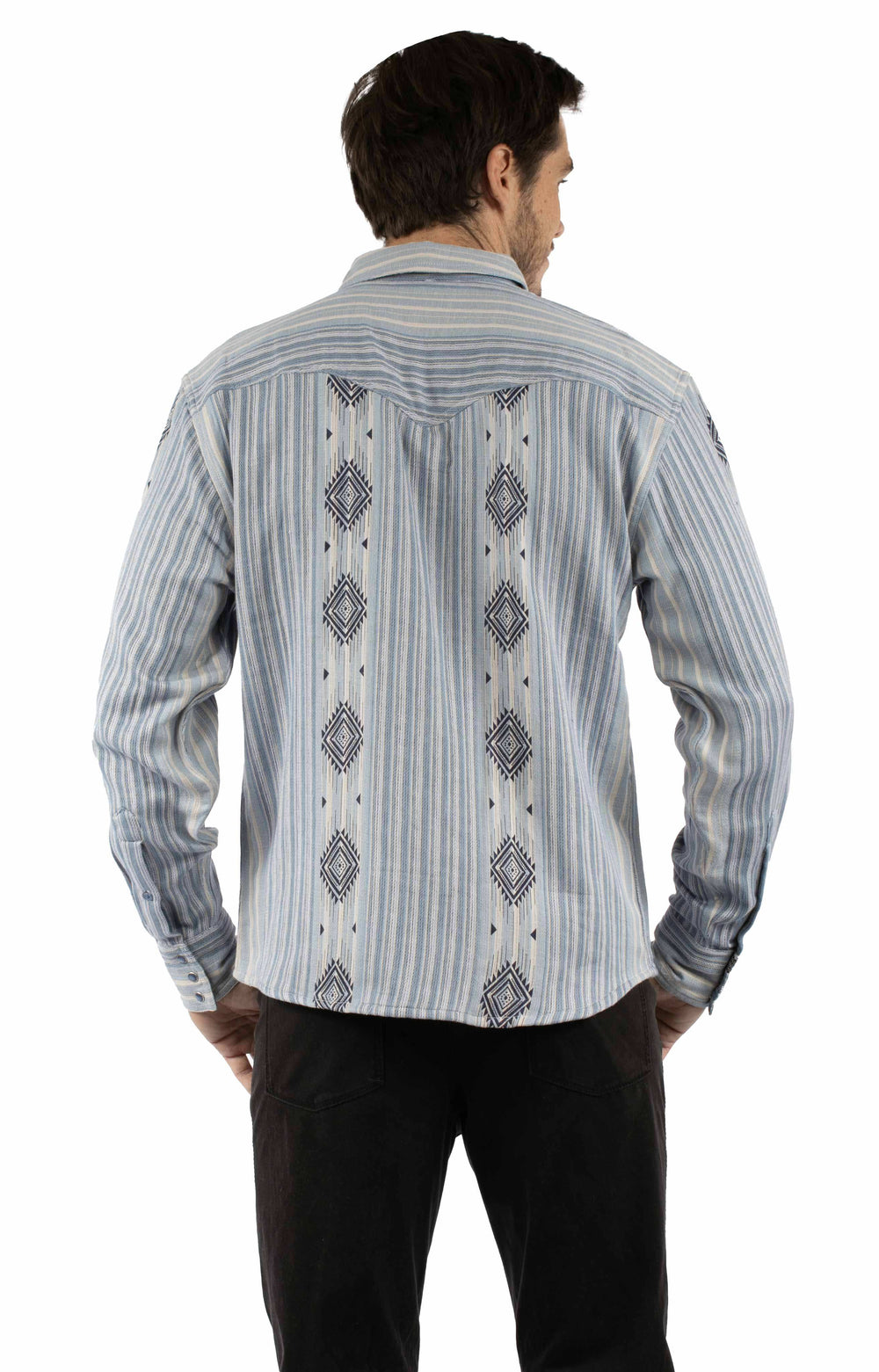 Western Scully 100% cotton Blue Double knit diamond stripe - Scully Leather - Flyclothing LLC