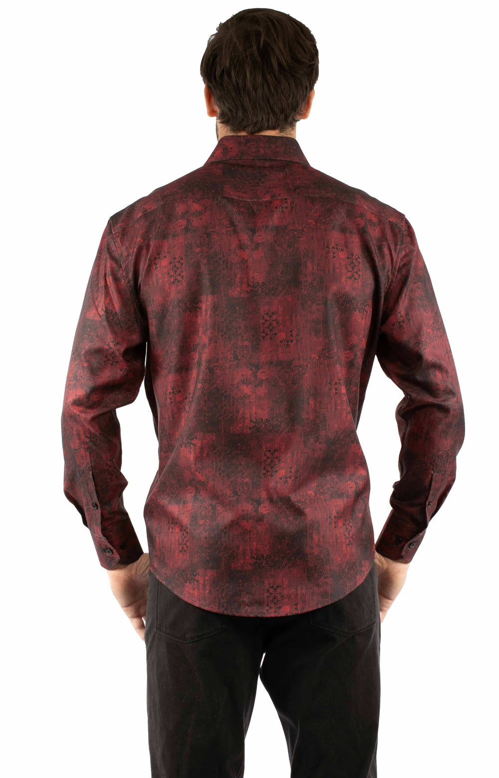 Scully Leather 85% Tencel 15% Rayon Red Print Dress Shirt - Scully Leather - Flyclothing LLC