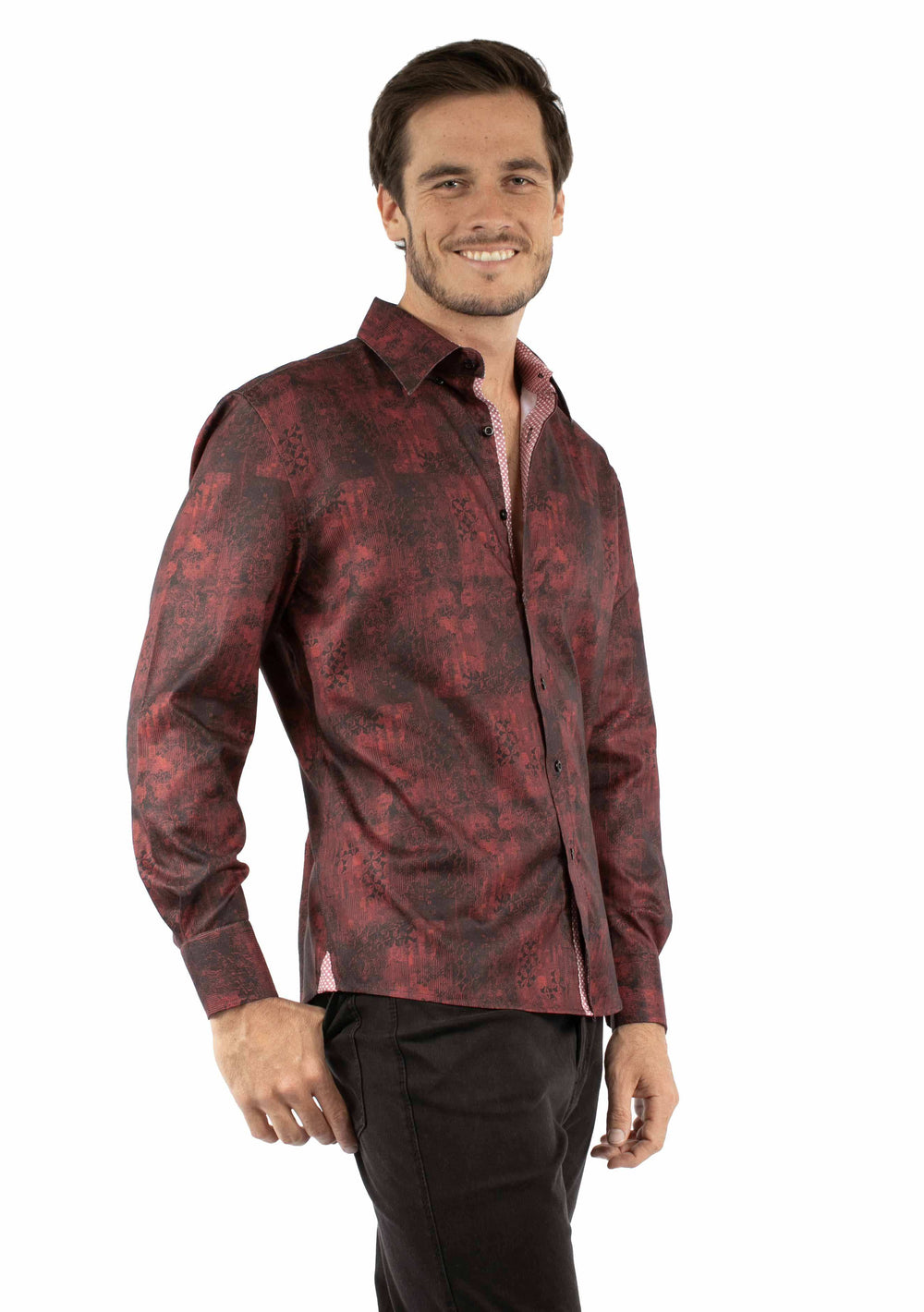 Scully Leather 85% Tencel 15% Rayon Red Print Dress Shirt - Scully Leather - Flyclothing LLC