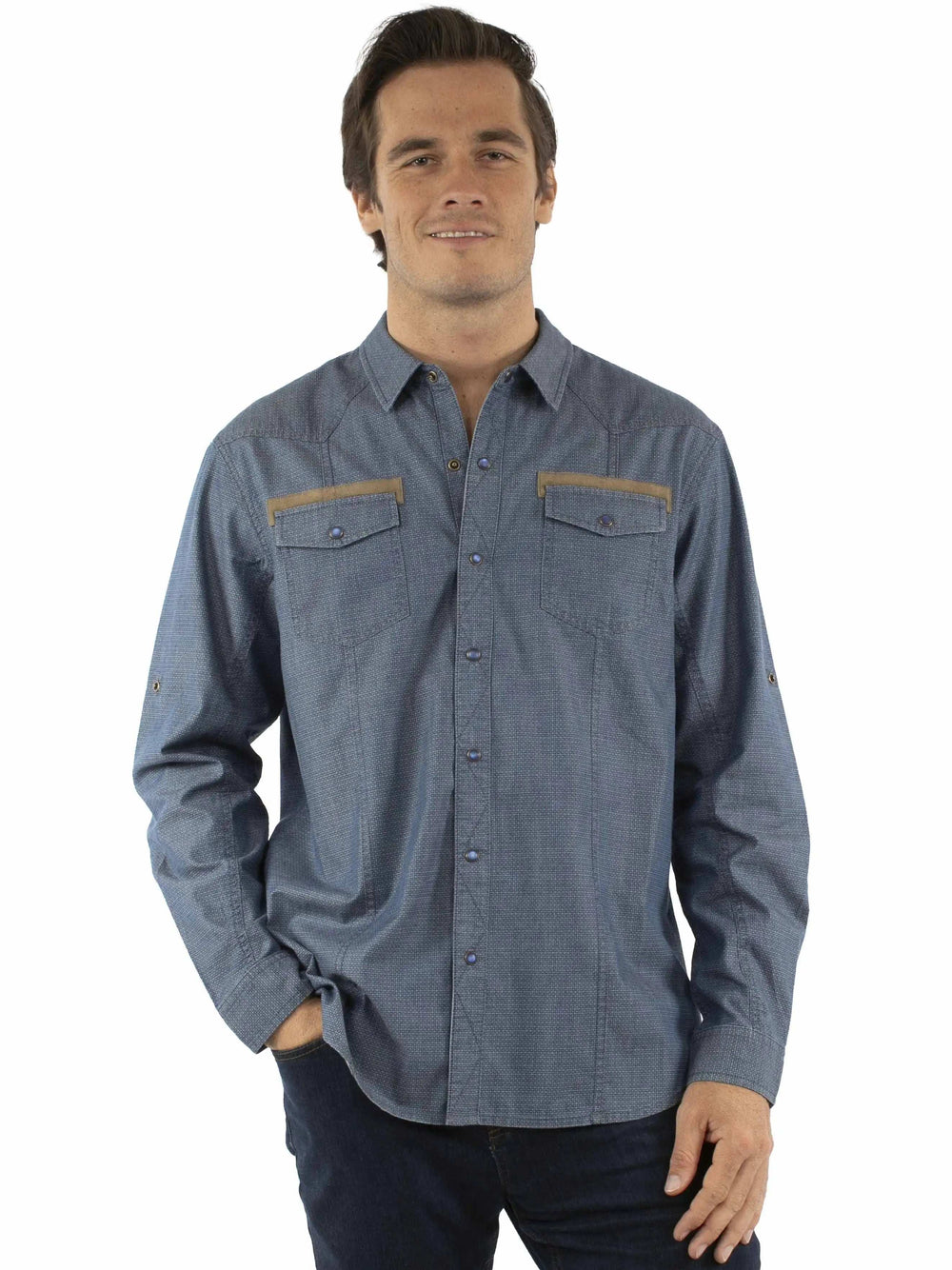 Western Scully 100% cotton Indigo Signature shirt - Scully Leather - Flyclothing LLC