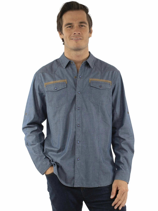 Western Scully 100% cotton Indigo Signature shirt - Scully Leather - Flyclothing LLC