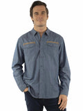 Western Scully 100% cotton Indigo Signature shirt - Scully Leather - Flyclothing LLC