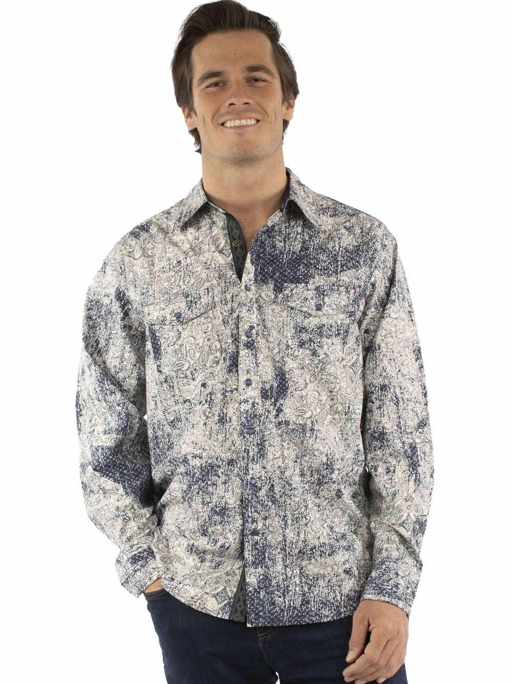 Western Scully 100% cotton Blue Signature shirt - Scully Leather - Flyclothing LLC