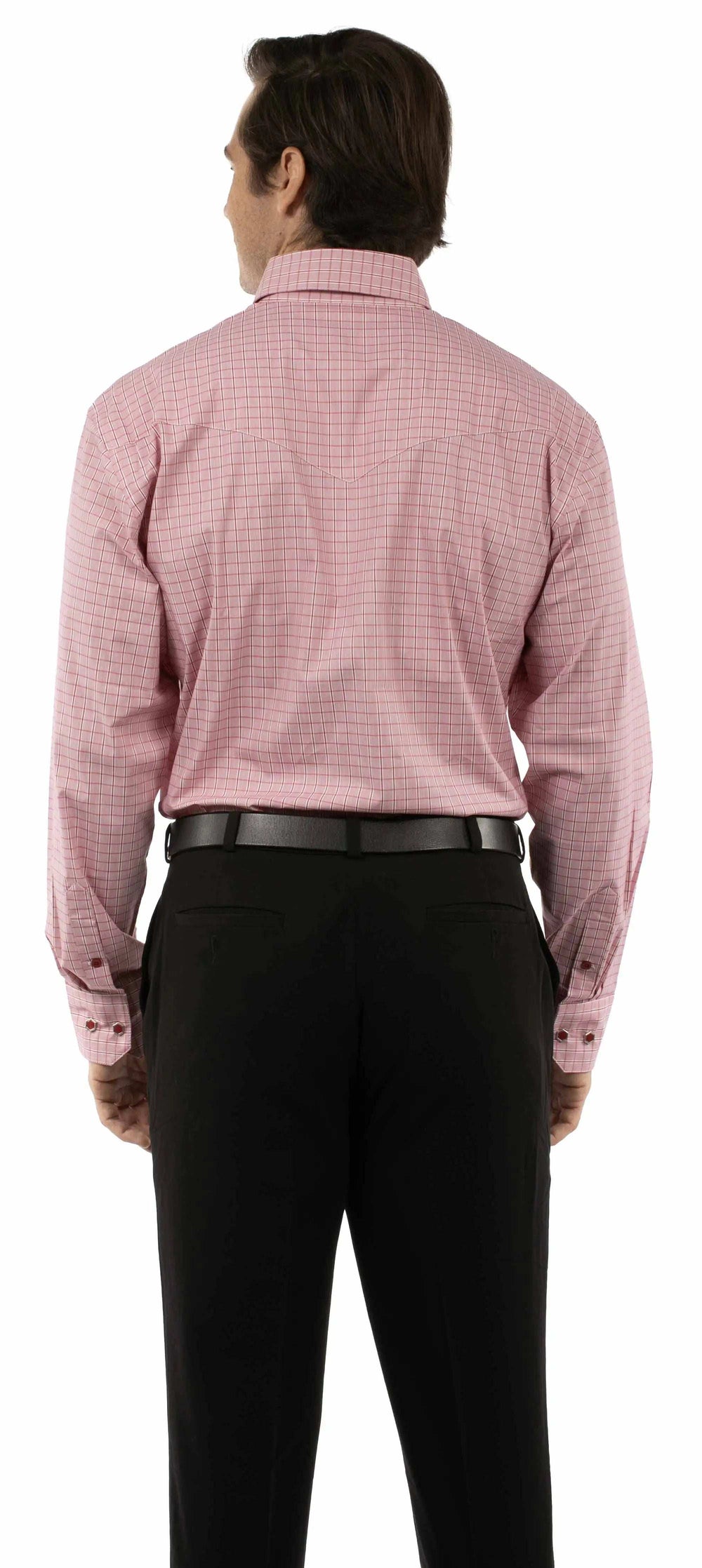 Western Scully 70% cotton 27% nylon 3% spandex Red Plaid dress shirt - Scully Leather - Flyclothing LLC