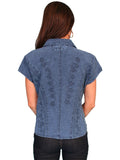 cantina dark blue 100% cotton sleeveless blouse peruvian cotton - Scully Leather - Flyclothing LLC