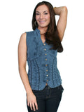 cantina dark blue 100% cotton sleeveless blouse peruvian cotton - Scully Leather - Flyclothing LLC