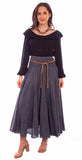Cantina charcoal acid wash skirt w/beaded cord belt - Scully Leather - Flyclothing LLC