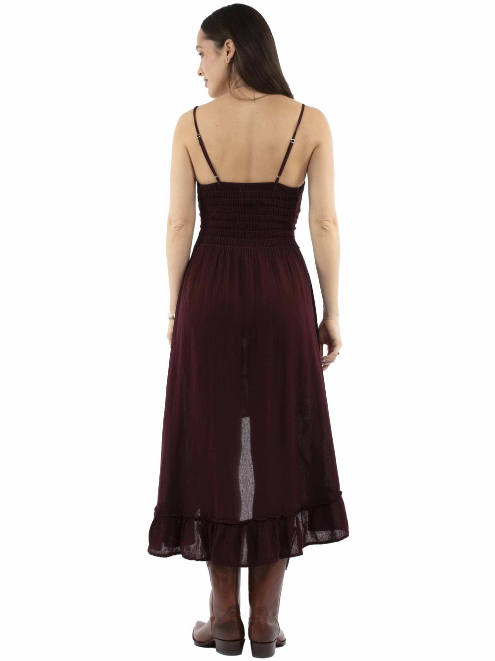 Cantina 100% cotton Burgundy Spaghetti strap dress - Scully Leather - Flyclothing LLC