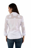 Cantina 100% cotton White Emb. Blouse w/mesh sleeves - Scully Leather - Flyclothing LLC