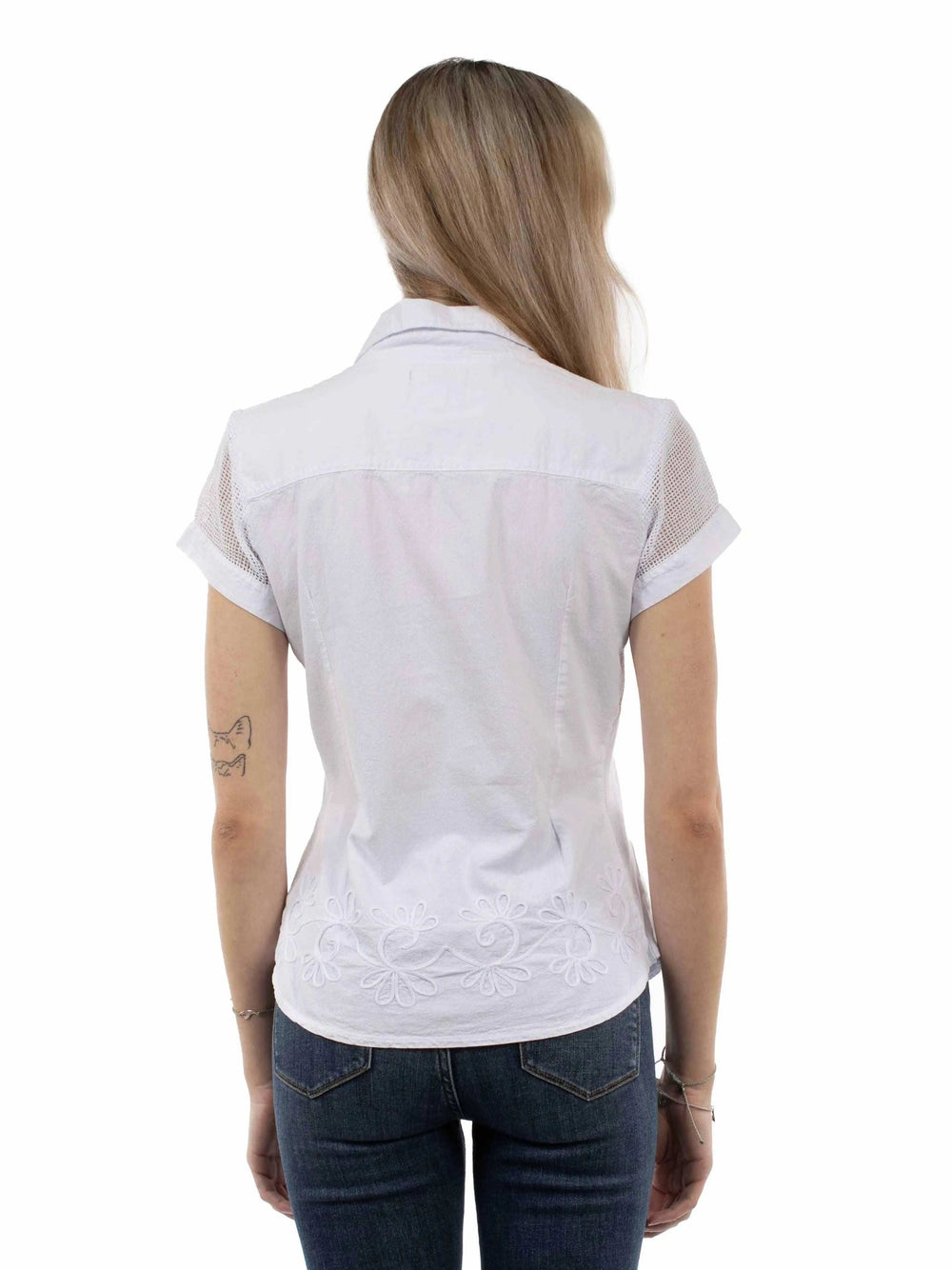 Cantina 100% cotton White Cap sleeve blouse - Scully Leather - Flyclothing LLC