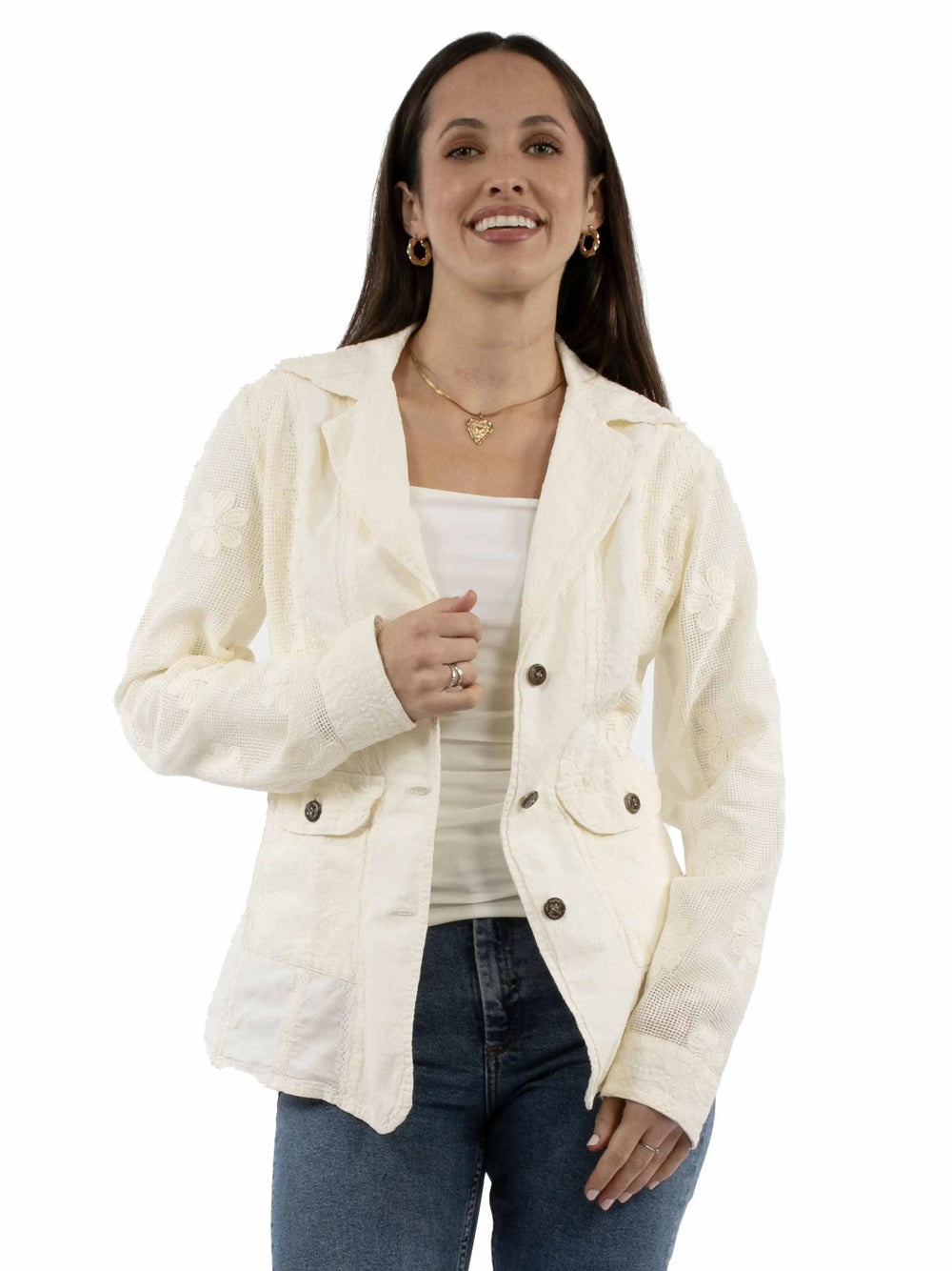 Cantina 100% cotton Vanilla Cotton blazer - Scully Leather - Flyclothing LLC