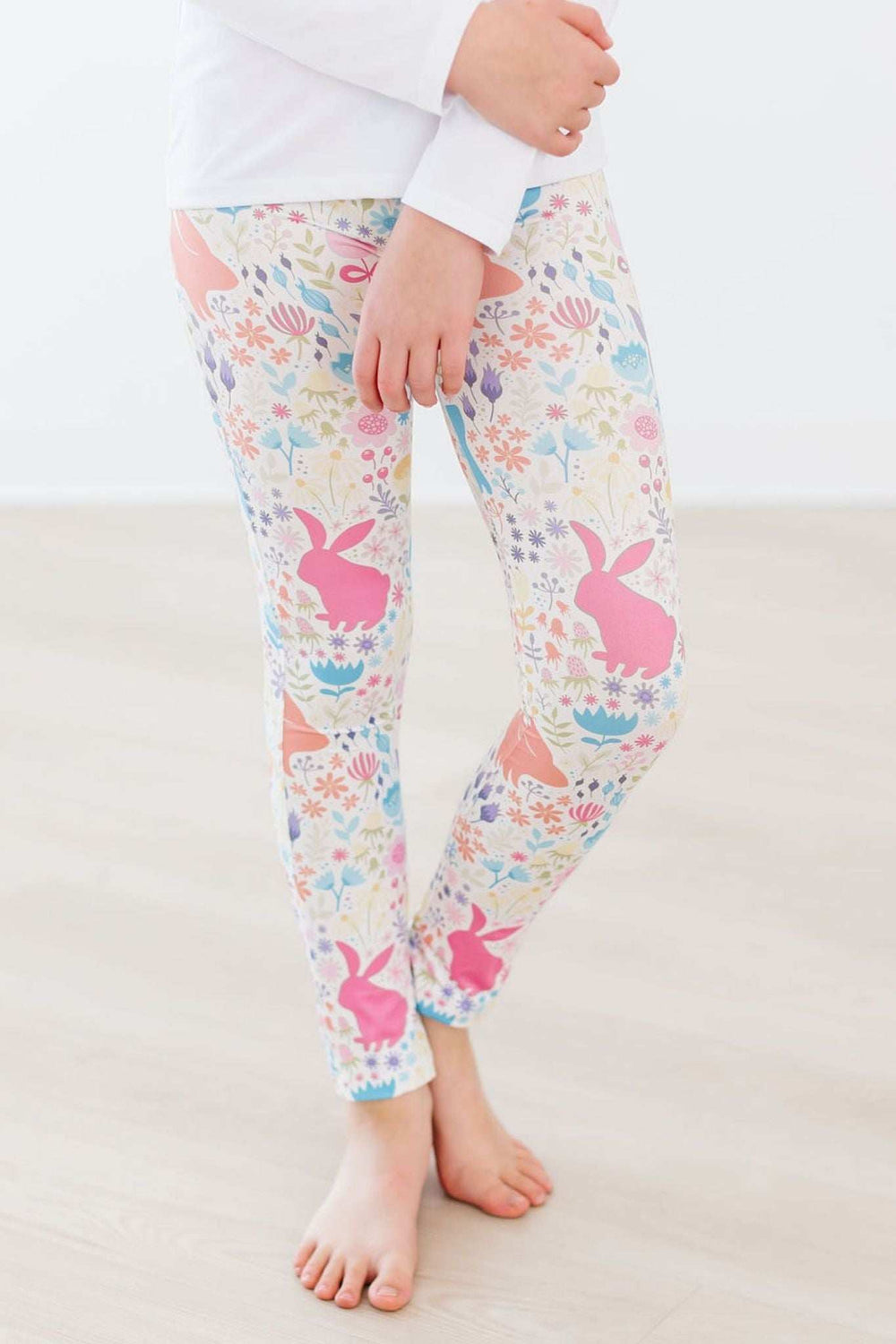 Pastel Floral Bunnies Leggings - Mila & Rose ® - Flyclothing LLC