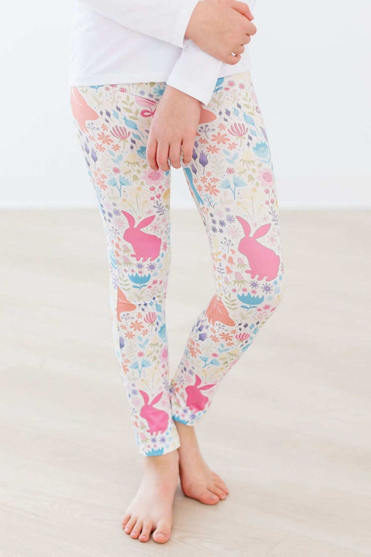 Pastel Floral Bunnies Leggings - Mila & Rose ® - Flyclothing LLC