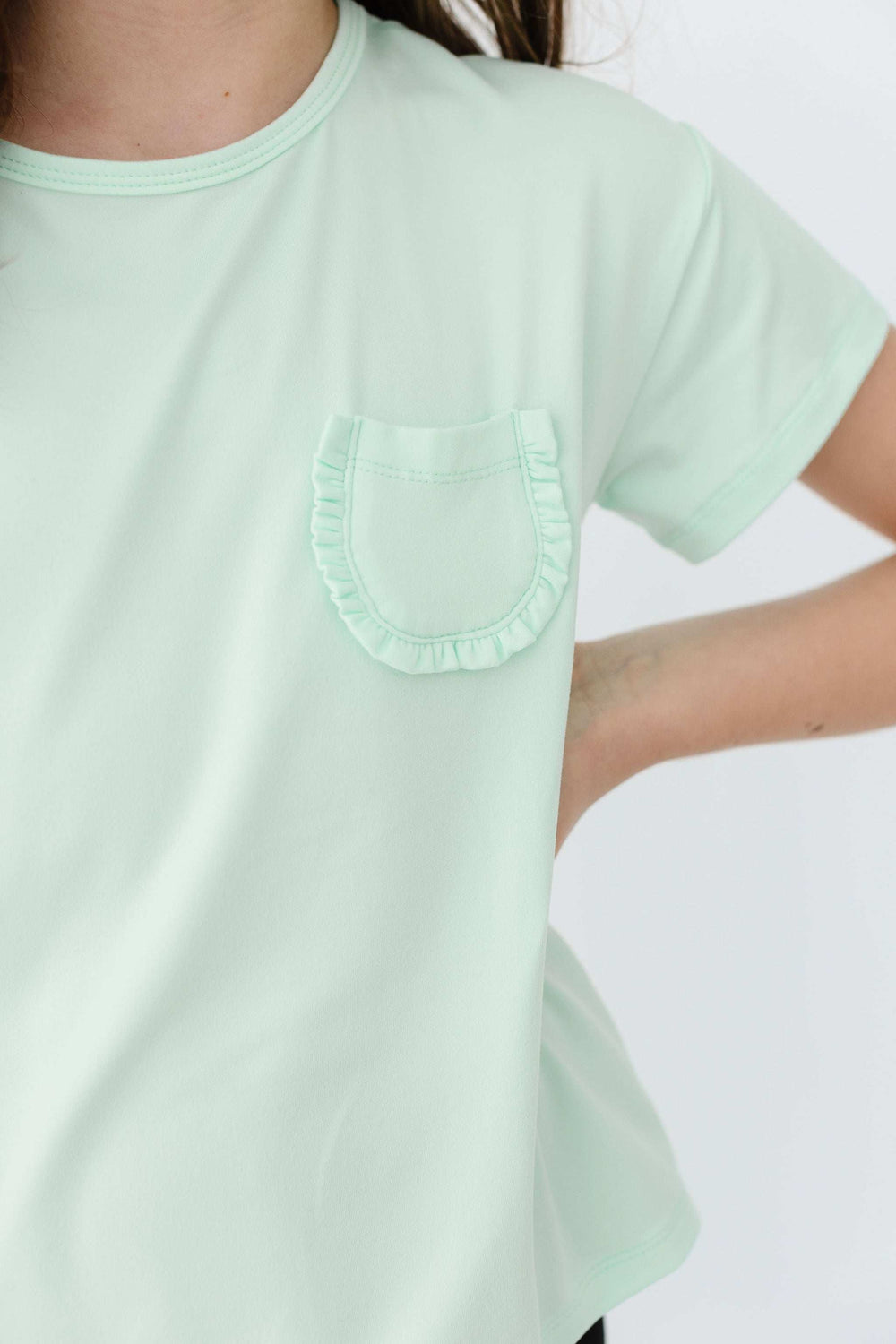 Pastel Green Ruffle Pocket Tee - Mila & Rose ® - Flyclothing LLC