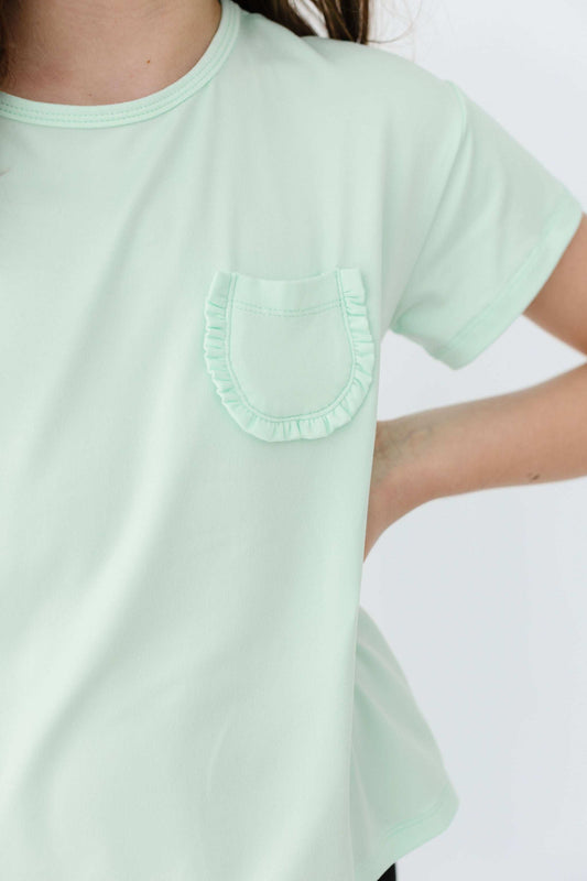 Pastel Green Ruffle Pocket Tee - Mila & Rose ® - Flyclothing LLC