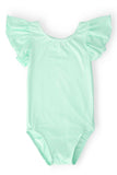 Pastel Green S/S Flutter Sleeve Leotard - Mila & Rose ® - Flyclothing LLC
