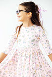 Pastel Petals 3/4 Sleeve Pocket Twirl Dress - Mila & Rose ® - Flyclothing LLC