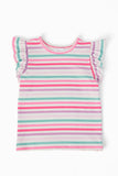 Pastel Stripes S/S Ruffle Tee