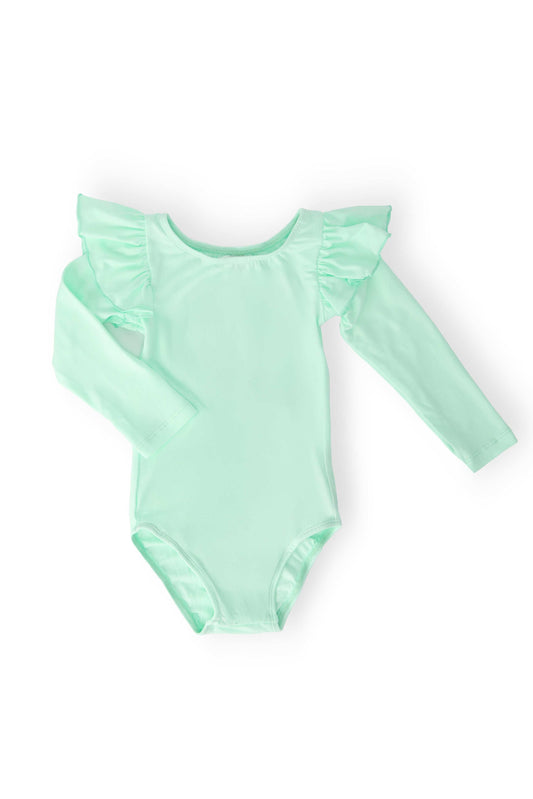 Pastel Green L/S Flutter Sleeve Leotard - Mila & Rose ® - Flyclothing LLC